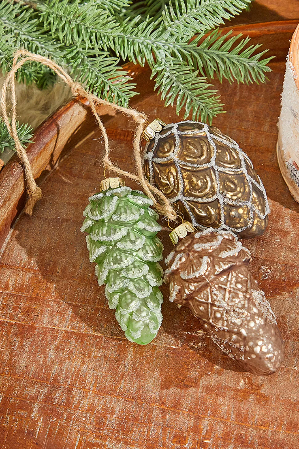 10" Acorn & Pinecone Glass Ornament