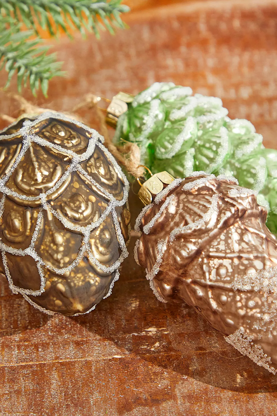10" Acorn & Pinecone Glass Ornament