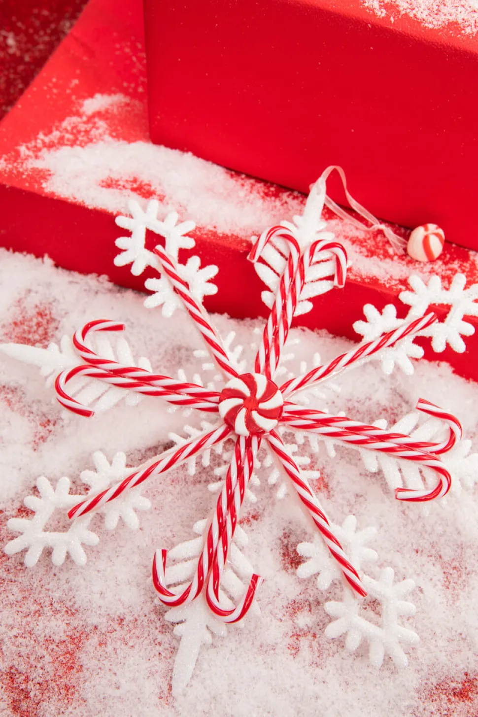12" Acrylic Peppermint Snowflake Large Ornament