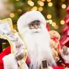 15" African American Santa Figurine with List