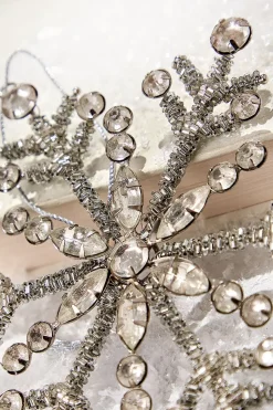 6" Antiqued Rhinestone Snowflake Ornament