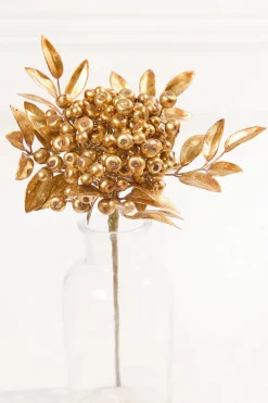14" Antique Gold Metallic Berry Bunch