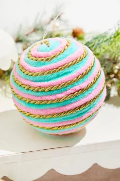 5" Aqua & Pink Twirl Ball Ornament