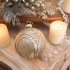 4” Art Deco Pattern Antique Glass Ball Ornament
