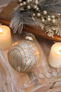 4” Art Deco Pattern Antique Glass Ball Ornament