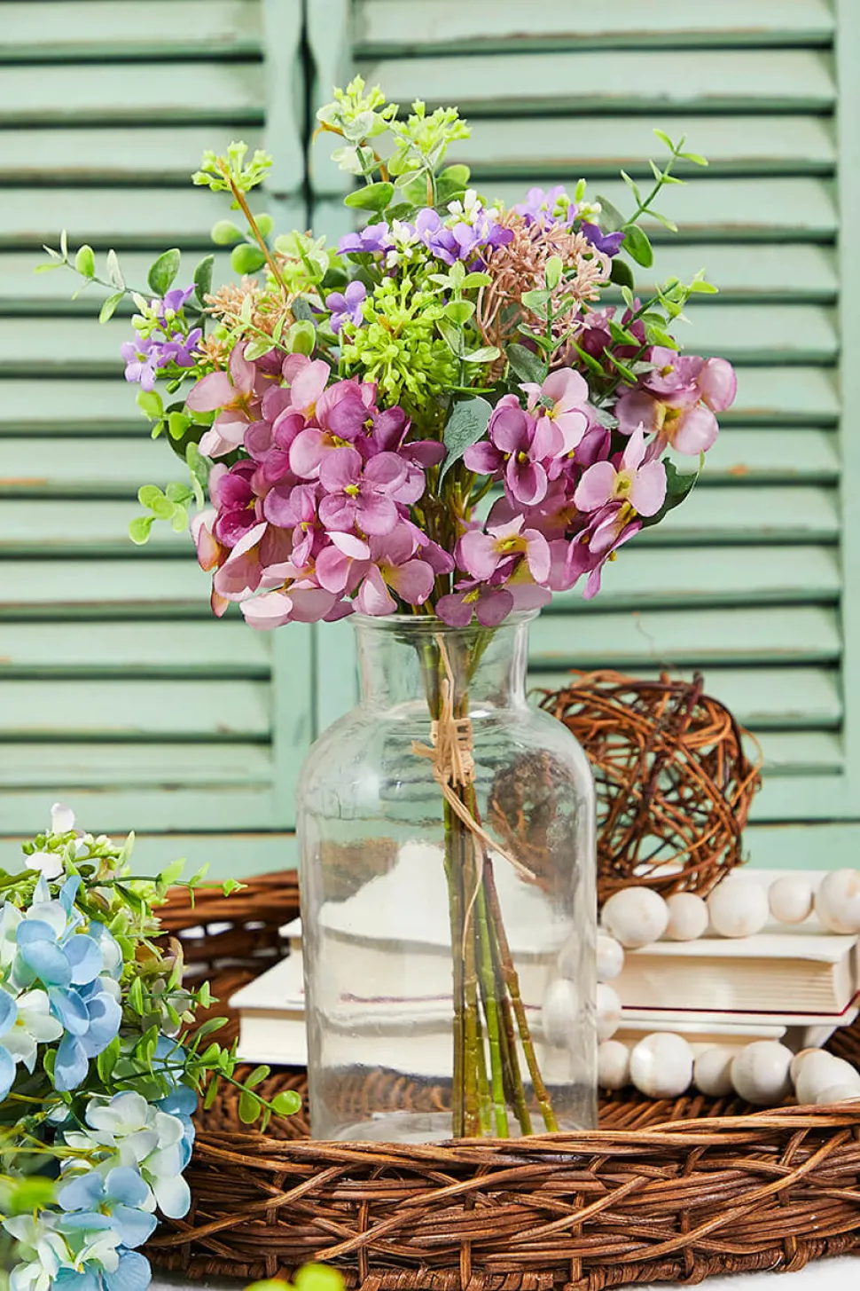 14" Artificial Hydrangea/Berry Bush Spray