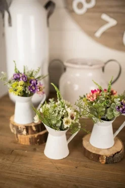 10” Aster Daisy Floral in White Pitcher Accent - Pink