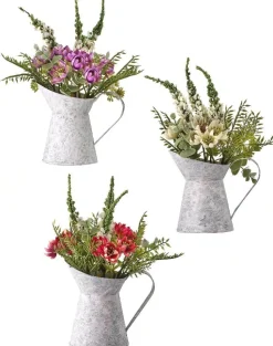 10” Aster Daisy Floral in White Pitcher Accent - Pink
