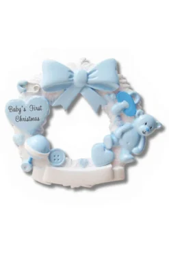 3" Baby Boy Wreath Customizable Ornament