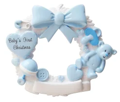 3" Baby Boy Wreath Customizable Ornament
