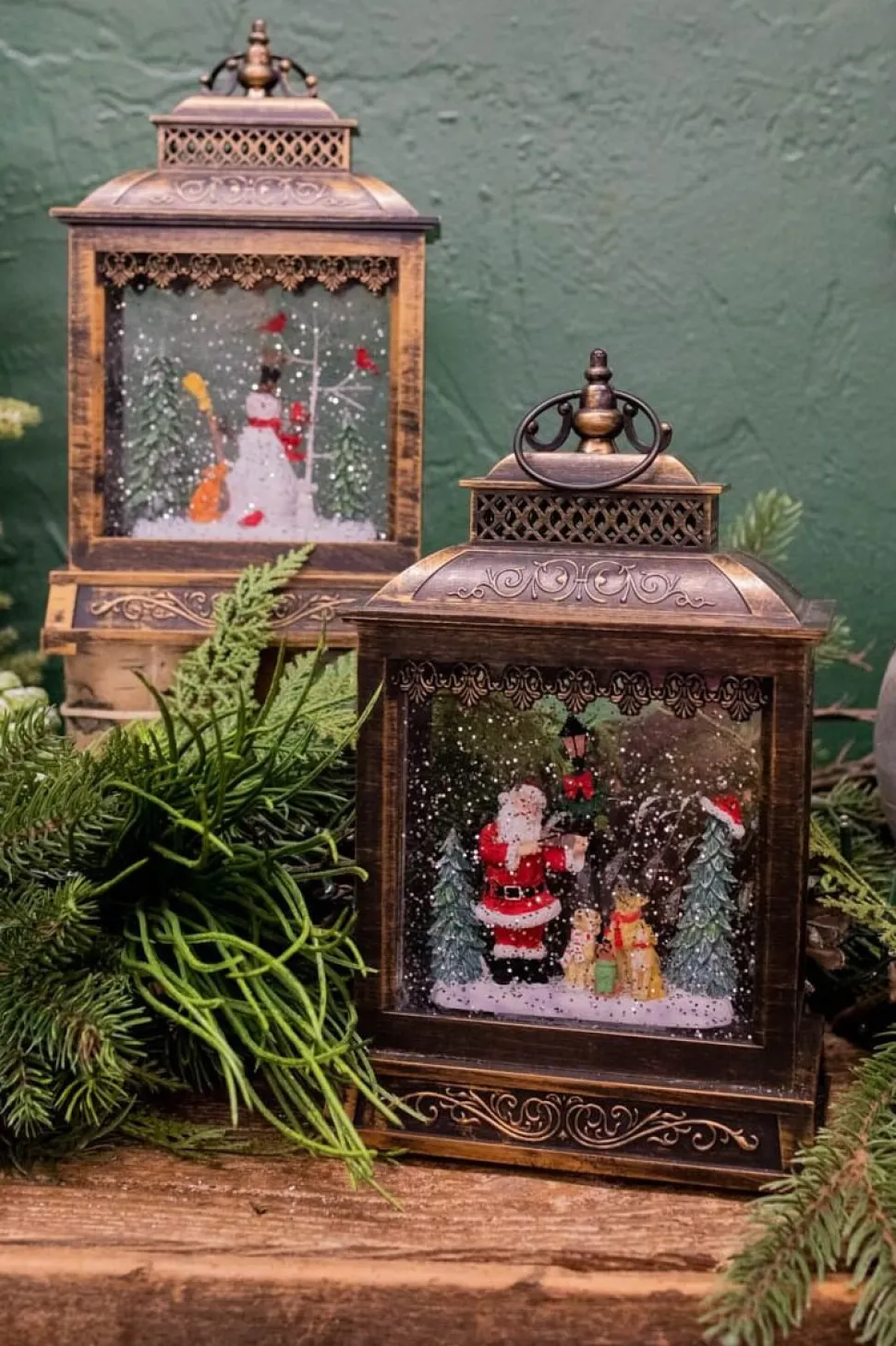 11" Battery Operated Lighted Musical Spinning Water Globe with Holiday Scene and Timer