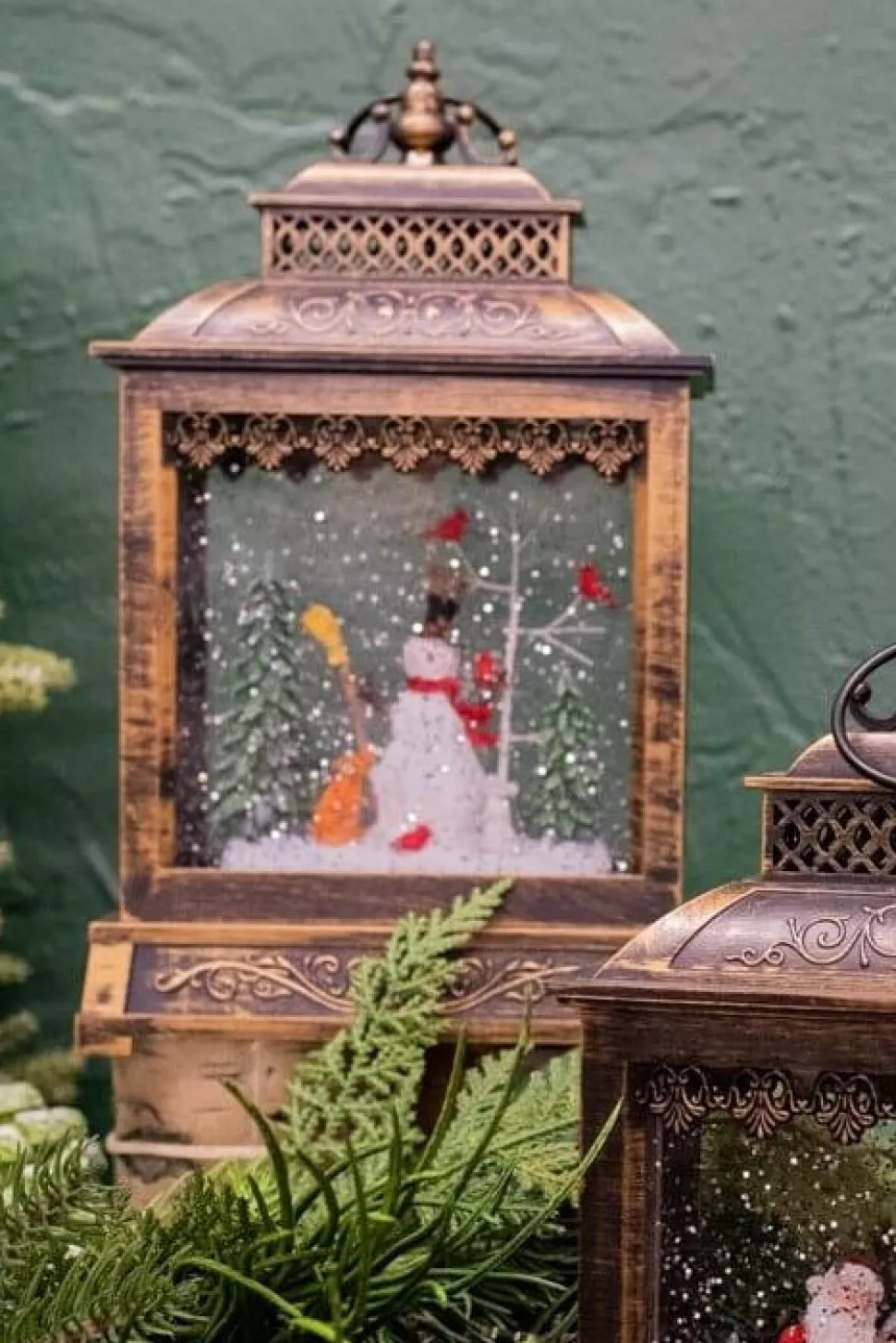 11" Battery Operated Lighted Musical Spinning Water Globe with Holiday Scene and Timer