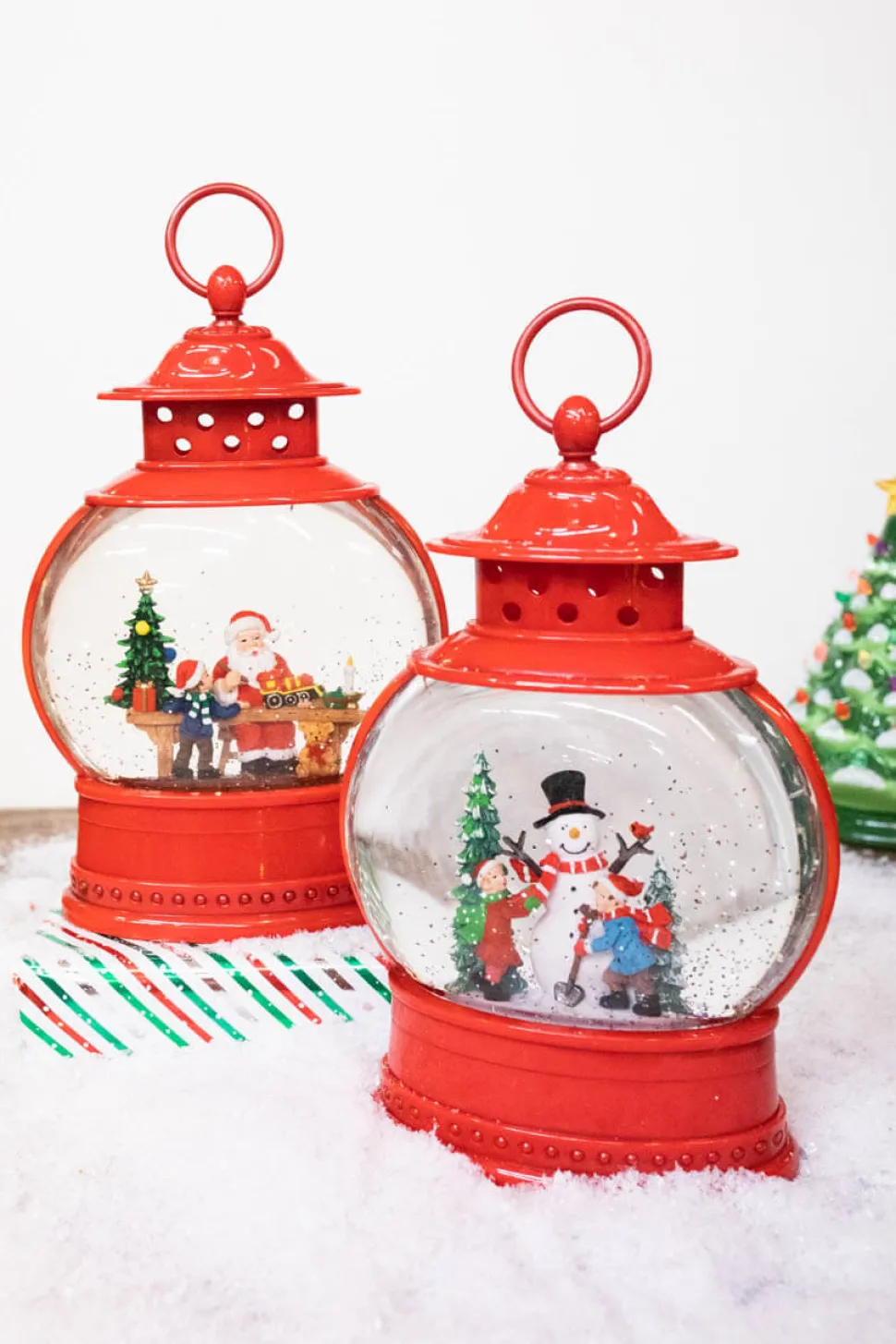11.5" Battery Operated Lighted Spinning Water Globe with Holiday Design