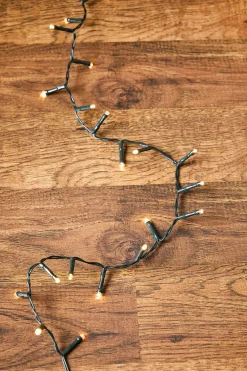 10' Battery Operated Warm White (Green Cord) Compact Lights - 96LED