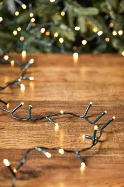 20' Battery Operated Warm White (Green Cord) Compact Lights - 180LED