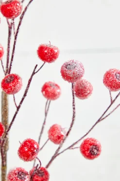 26” Beaded Crabapple Spray - Red
