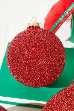 6" Beaded Red Glass Ornament