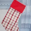 Beige Stocking with Red Plaid