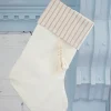 Beige Stocking with Stripe & Tassel