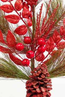 30" Berry Pinecone Cedar Spray - Red