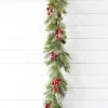 5' Berry Pine with Pinecones Garland