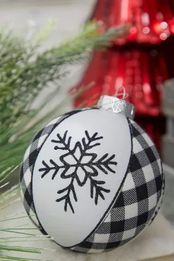 4" Black and White Ball Plaid Ornament