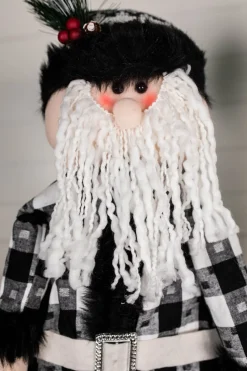 32” Black and White Buffalo Check Santa and Snowman Plush Figurine