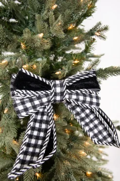 8” Black and White Plaid Bow