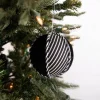 4” Black and White Stripe Ornament Ball
