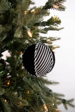 4” Black and White Stripe Ornament Ball