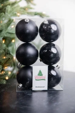 Black Assorted 8cm Shatterproof - Set of 6