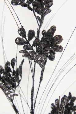 27" Black Glitter/Sequin Boxwood/Grass Spray