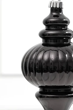 10" Black Metallic Finial Ornament
