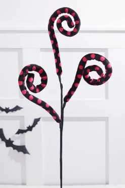 29” Black & Pink Polkadot Spiral Curly Spray