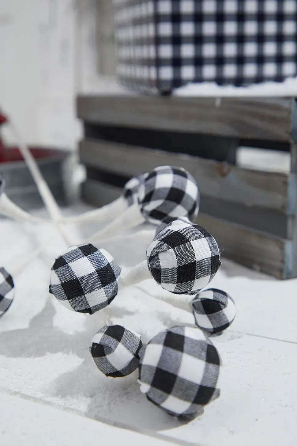 26" Black Plaid Holiday Ornament Spray