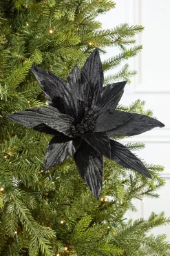 24" Black Velvet Poinsettia Stem