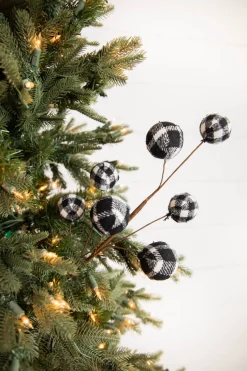 25” Black & White Buffalo Check Plaid Ball Spray