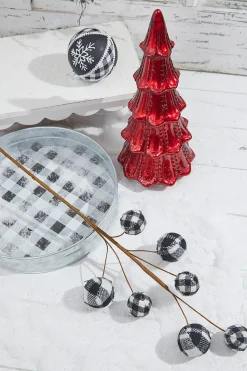 25” Black & White Buffalo Check Plaid Ball Spray