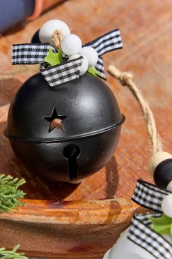 3" Black & White Metal Bell Ornament