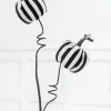 26" Black & White Striped Halloween Pumpkin Spray