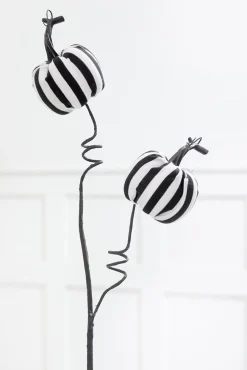 26" Black & White Striped Halloween Pumpkin Spray