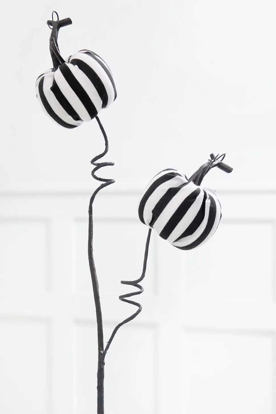 26" Black & White Striped Halloween Pumpkin Spray