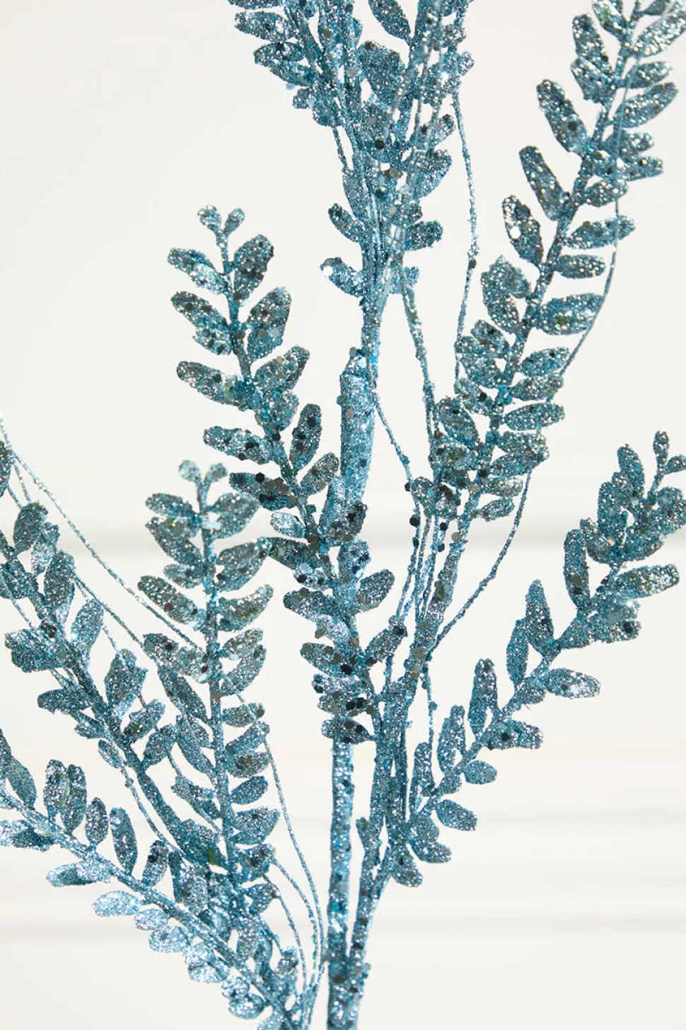 34" Blue Glitter Fern Spray