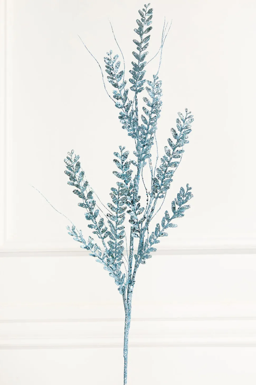 34" Blue Glitter Fern Spray