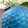 5" Blue Honeycomb Glass Ball Ornament