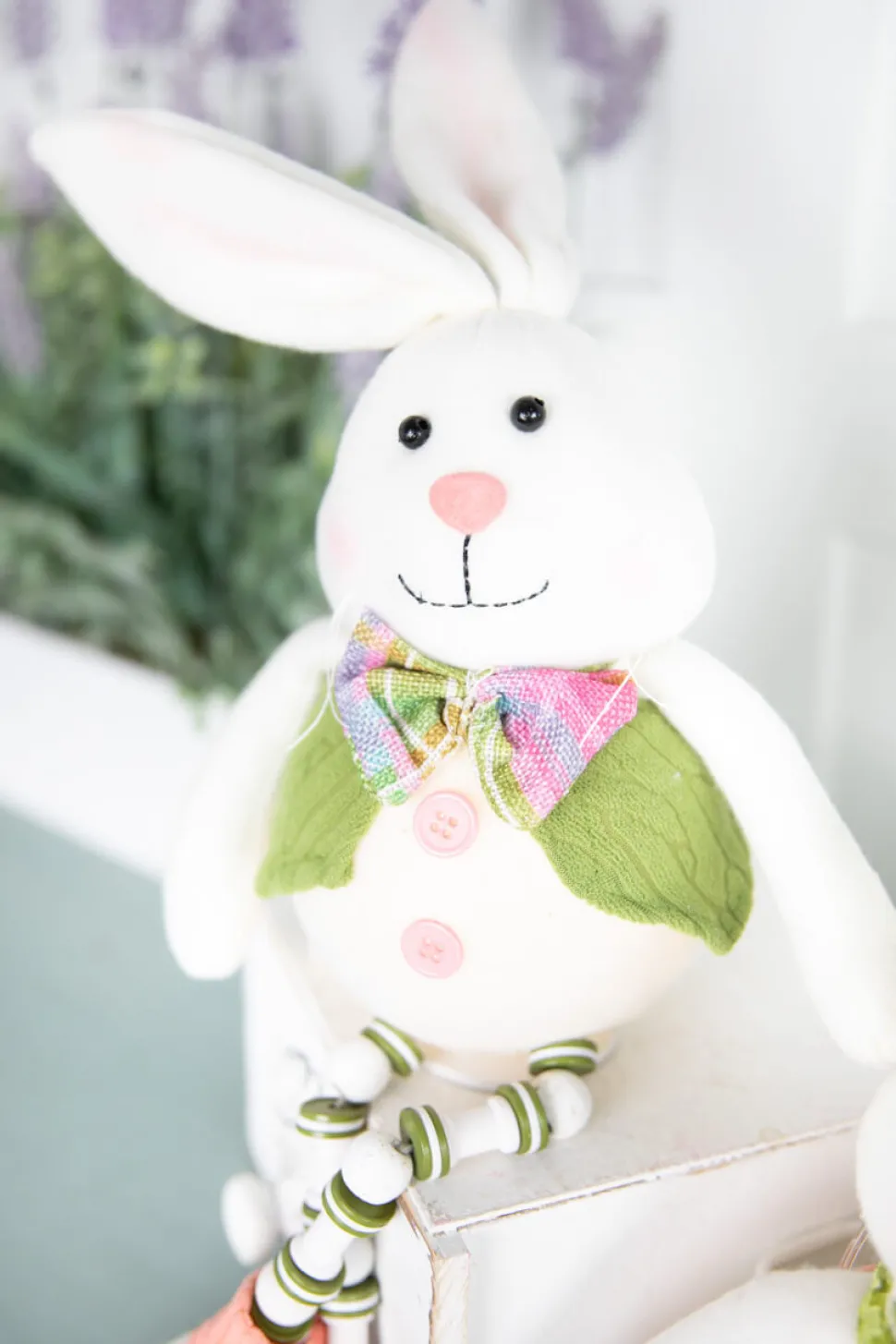 16” B/O Lighted Fabric Easter Bunny Shelf Sitter
