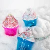 4” B/O Lighted Mercury Glass Cupcake Ornaments with Remote Control Set of 6