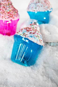 4” B/O Lighted Mercury Glass Cupcake Ornaments with Remote Control Set of 6
