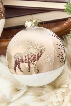 5" - 6" Bronze & Glitter Moose Glass Ornament