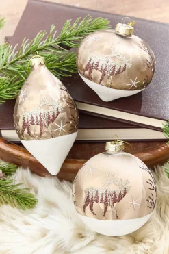 5" - 6" Bronze & Glitter Moose Glass Ornament